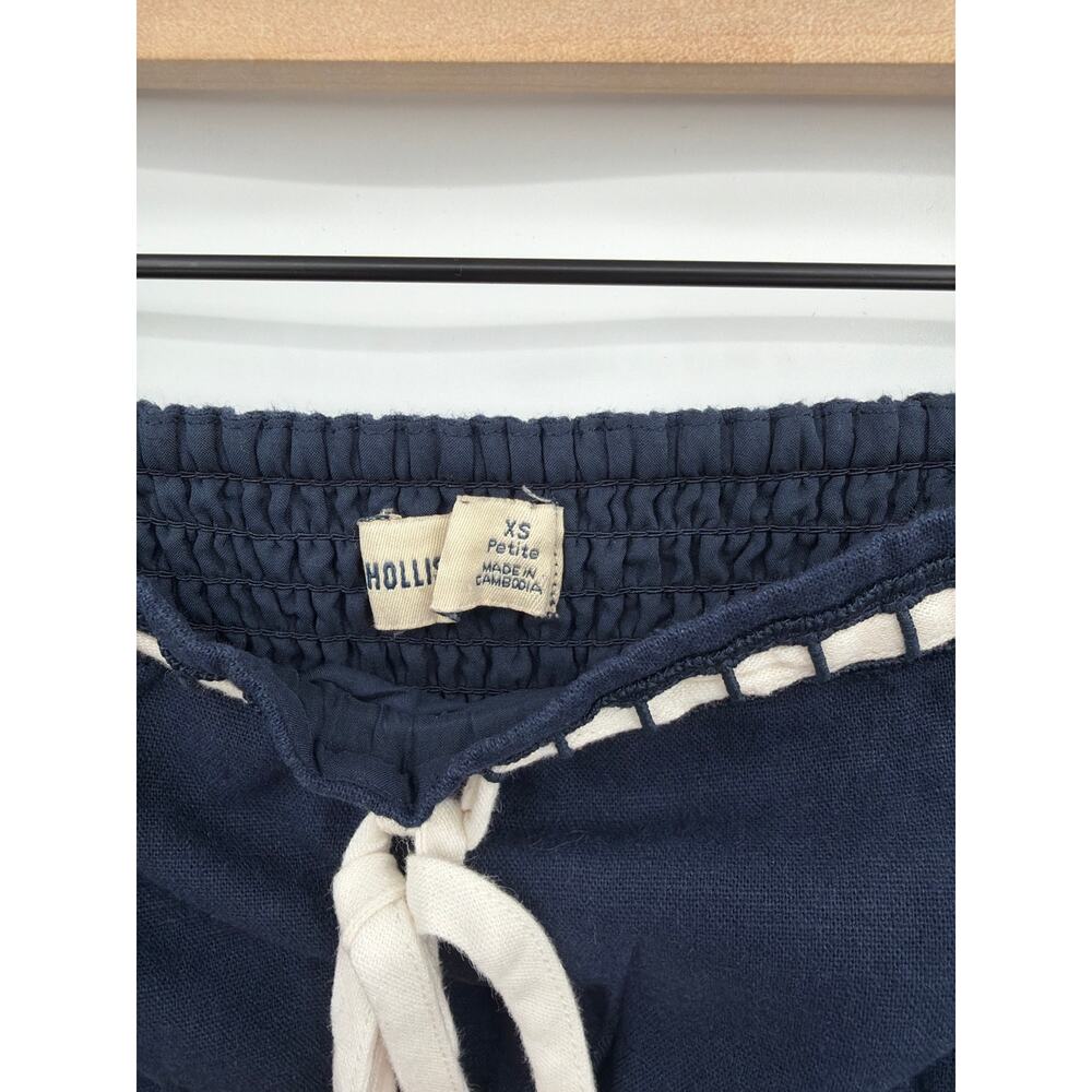 Hollister Navy Strapless Linen Blend Jumpsuit Convertible Straps XS Petite Chic - Picture 7 of 8